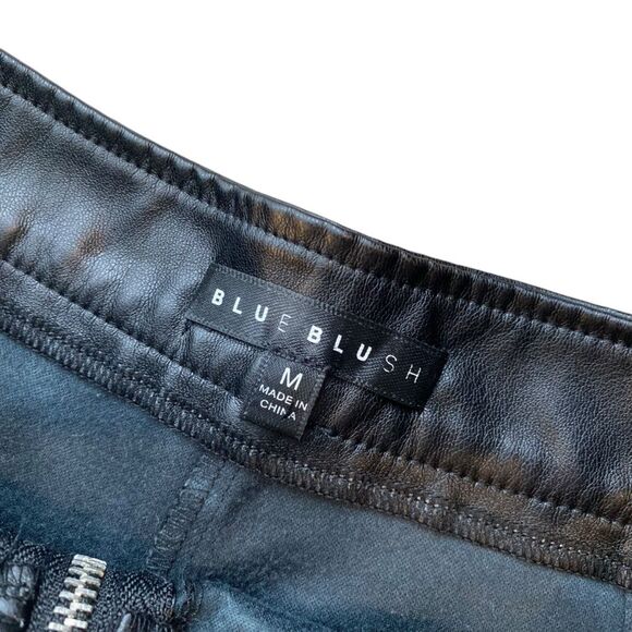 Blue Blush Women’s M High Waist Vegan Leather Jogger Pants Black‎ Party Baddie - Picture 4 of 11